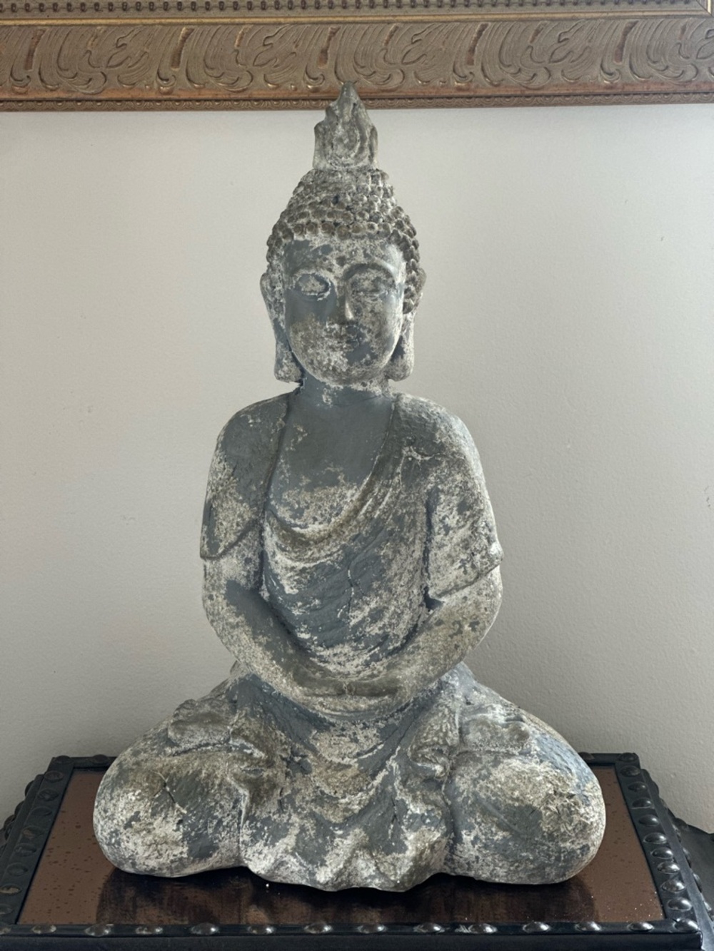 Gray Distressed Buddha Sculpture – Decorative Home Art